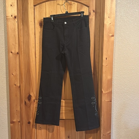 Vintage Christine Alexander Embellished Rhinestones Black Jeans - Picture 5 of 7